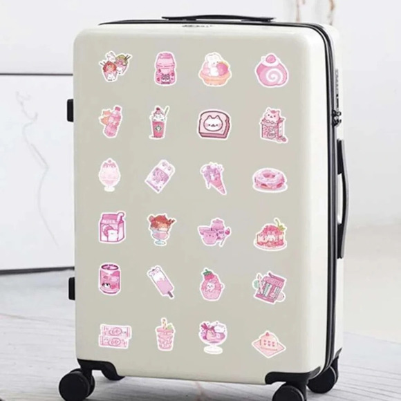 100 pink white cartoon snack vinyl stickers laptop luggage mug scrapbook decor - Picture 3 of 6